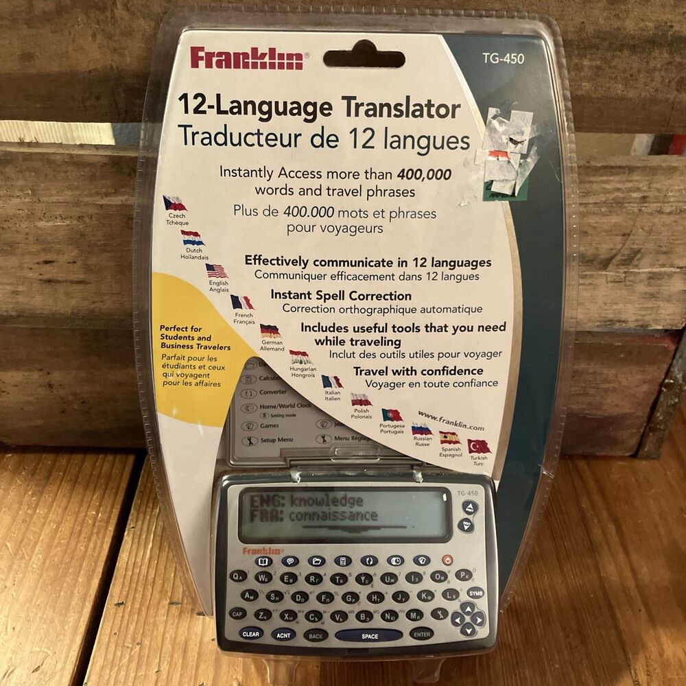 Franklin TG-450 12-Language Electronic Translator 3-Line Display Gray NEW SEALED